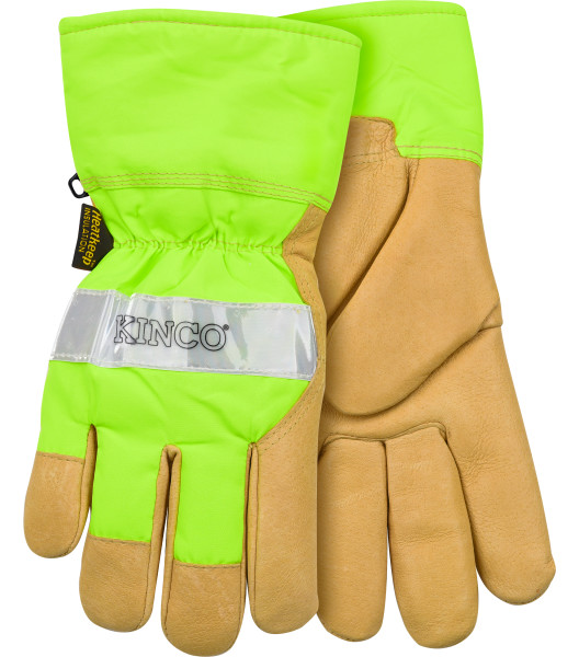 Lined Hi-Vis Green Grain Pigskin Palm with Safety Cuff