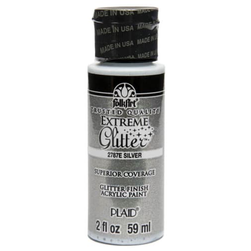 Folkart Color Acrylic Paint Silver Extreme Glitter - 2 oz