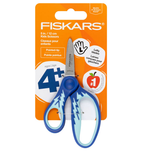 Fiskars Designer Kids Lefty SoftGrip Scissors Pointed-tip 5" - Blue/Light Blue Lightning