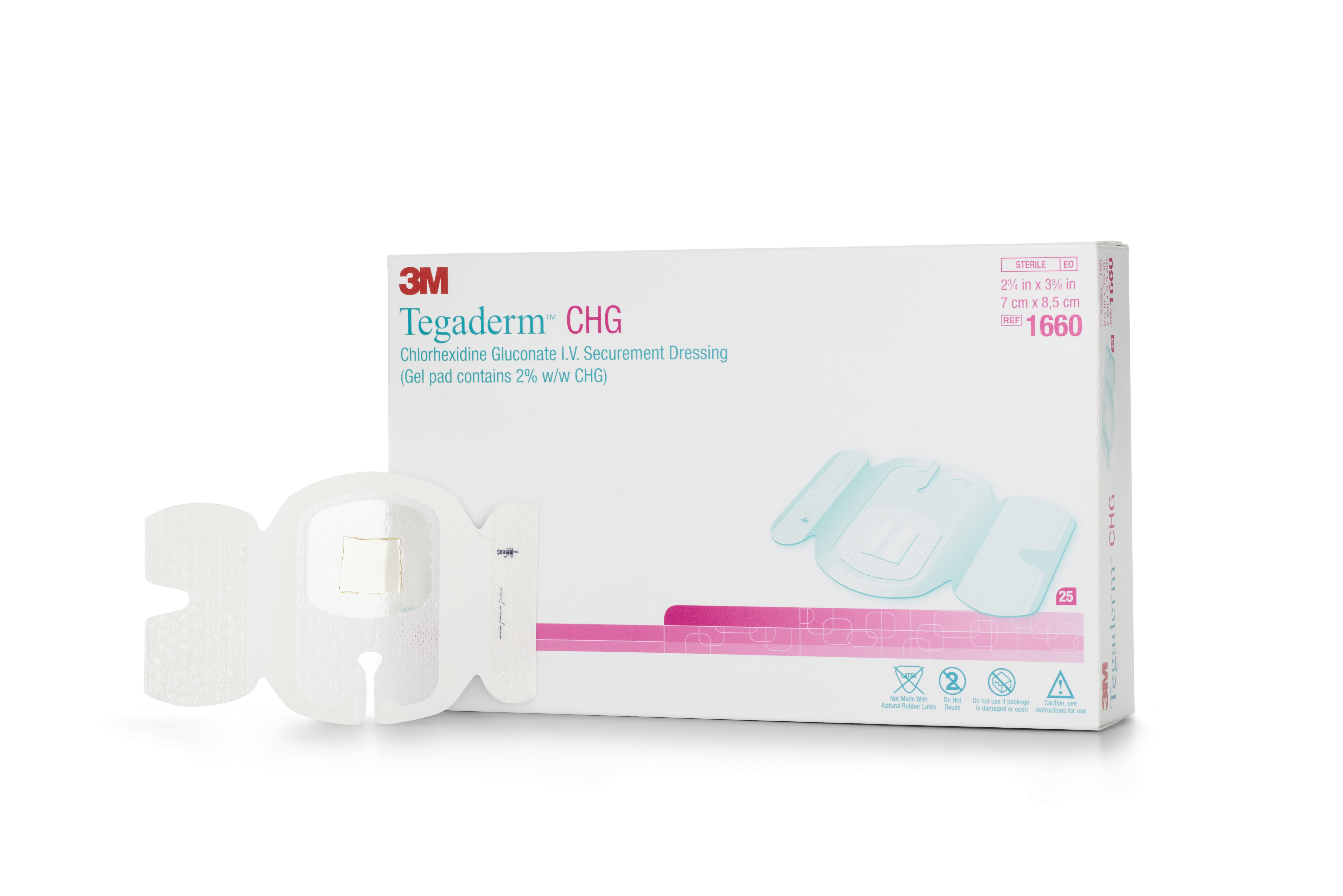 3M Tegaderm CHG Chlorhexidine Gluconate I.V. Securement Dressing, 2 x 3-3/8 Inch MK 713482