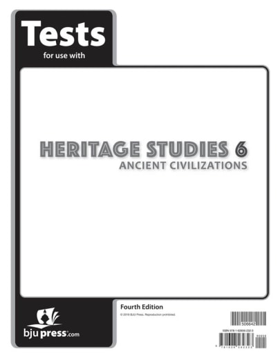 BJU Press Heritage Studies 6 Tests 4th Edition