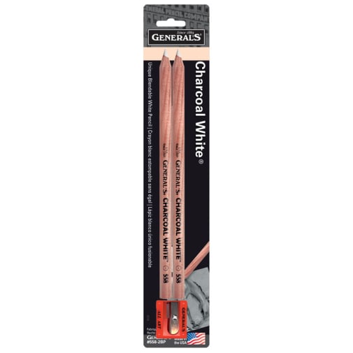 Charcoal White Pencils (2) with Sharpener
