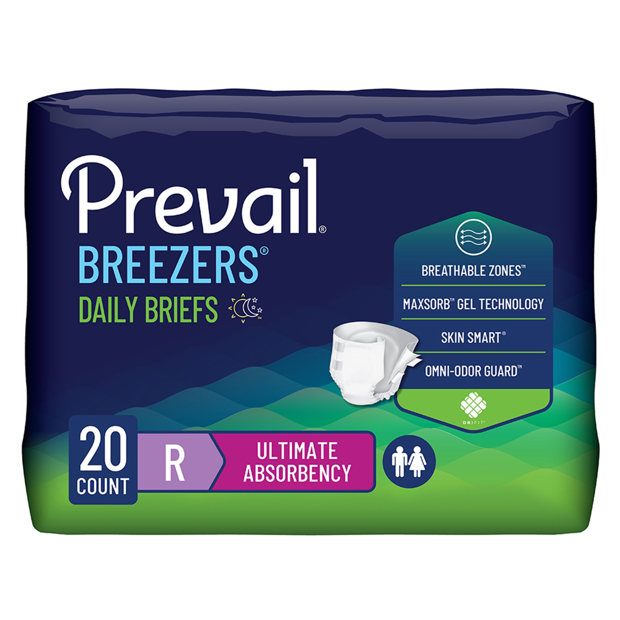 Prevail Breezers Ultimate Absorbency Incontinence Briefs, Regular MK 527367