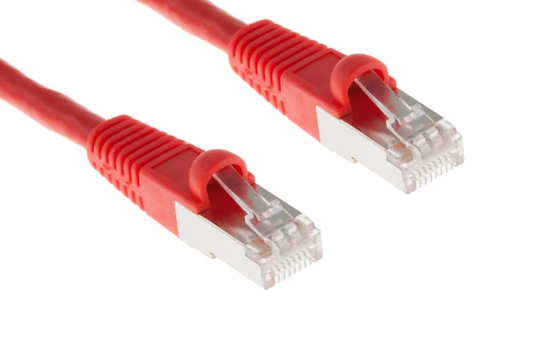 Cat6 Shielded Ethernet Patch Cable, Half-moon Boot, 15 ft, Red
