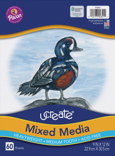 uCreate White Multi Media Art Paper - 9" X 12" 60 Sheets