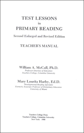 Test Lessons in Primary Reading, Teachers Manual/Answer Key