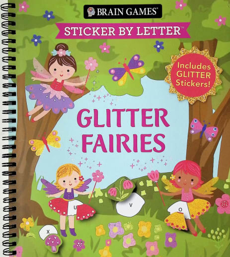 Sticker By Letter: Glitter Fairies (Brain Games) 52 pages