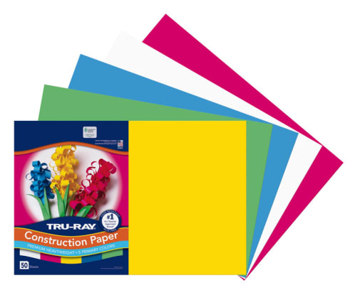 Tru-Ray Sulphite Construction Paper - Primary Assorted, 5 Colors (12" x 18") - 50 Sheets