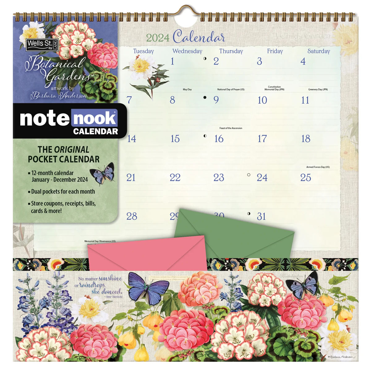 Botanical Gardens 2025 Note Nook Wall Calendar