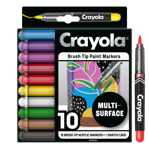 Crayola Create Confidence Brush Acrylic Paint Markers (10 count)