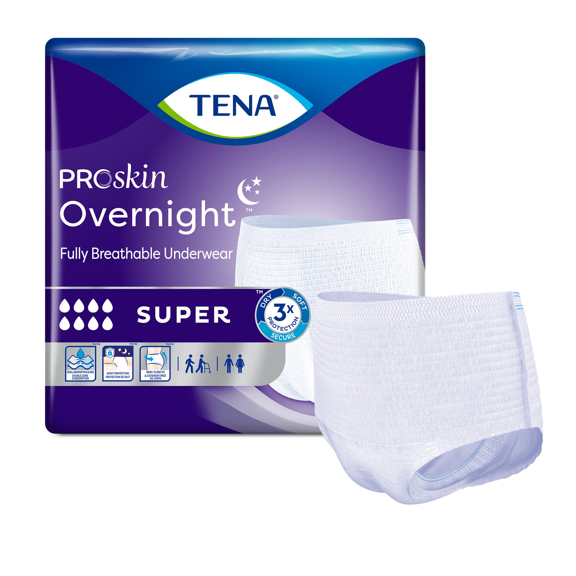 Tena ProSkin Overnight Super Fully Breathable Underwear, Large MK 1053409