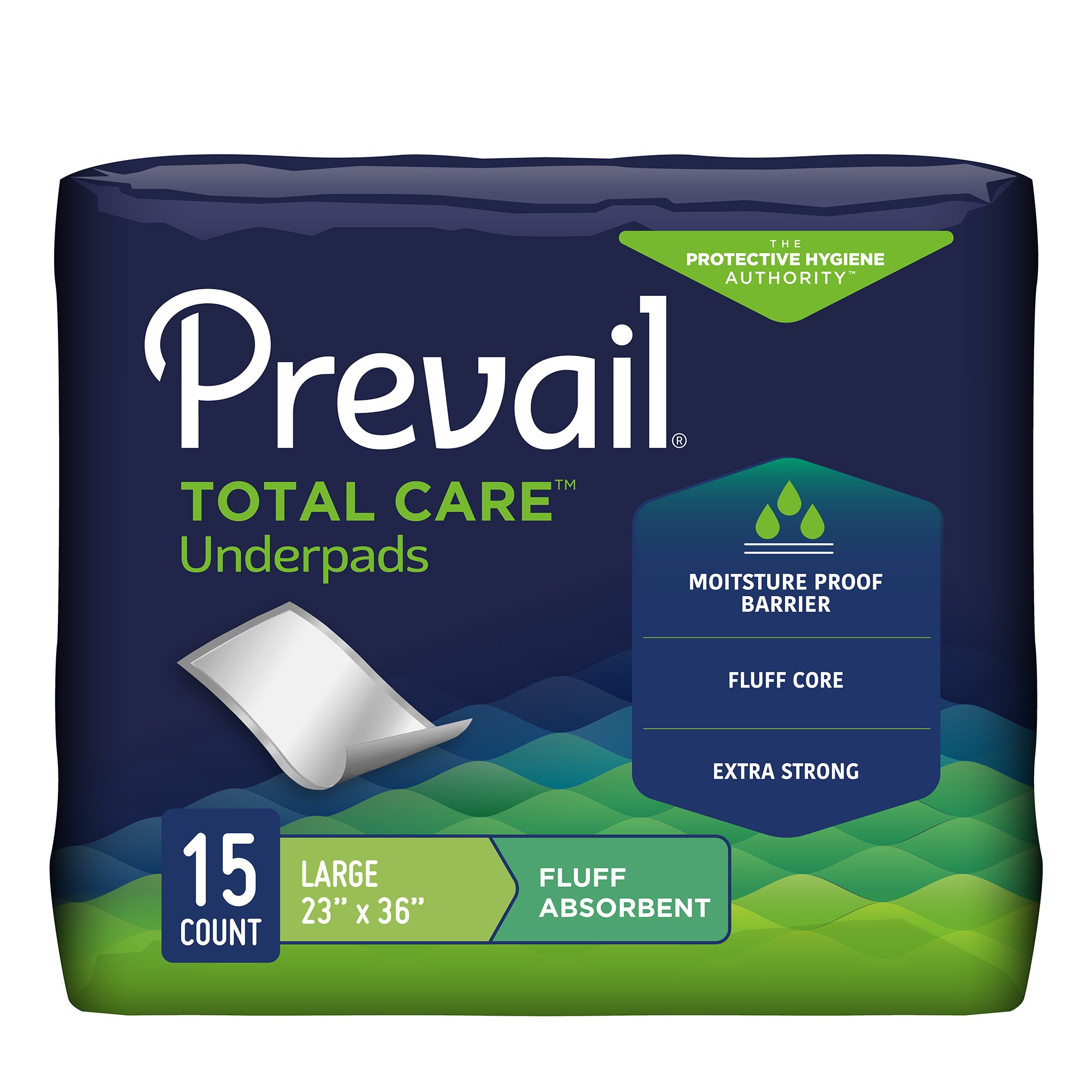 Prevail Total Care Fluff Underpads, Large MK 1227007