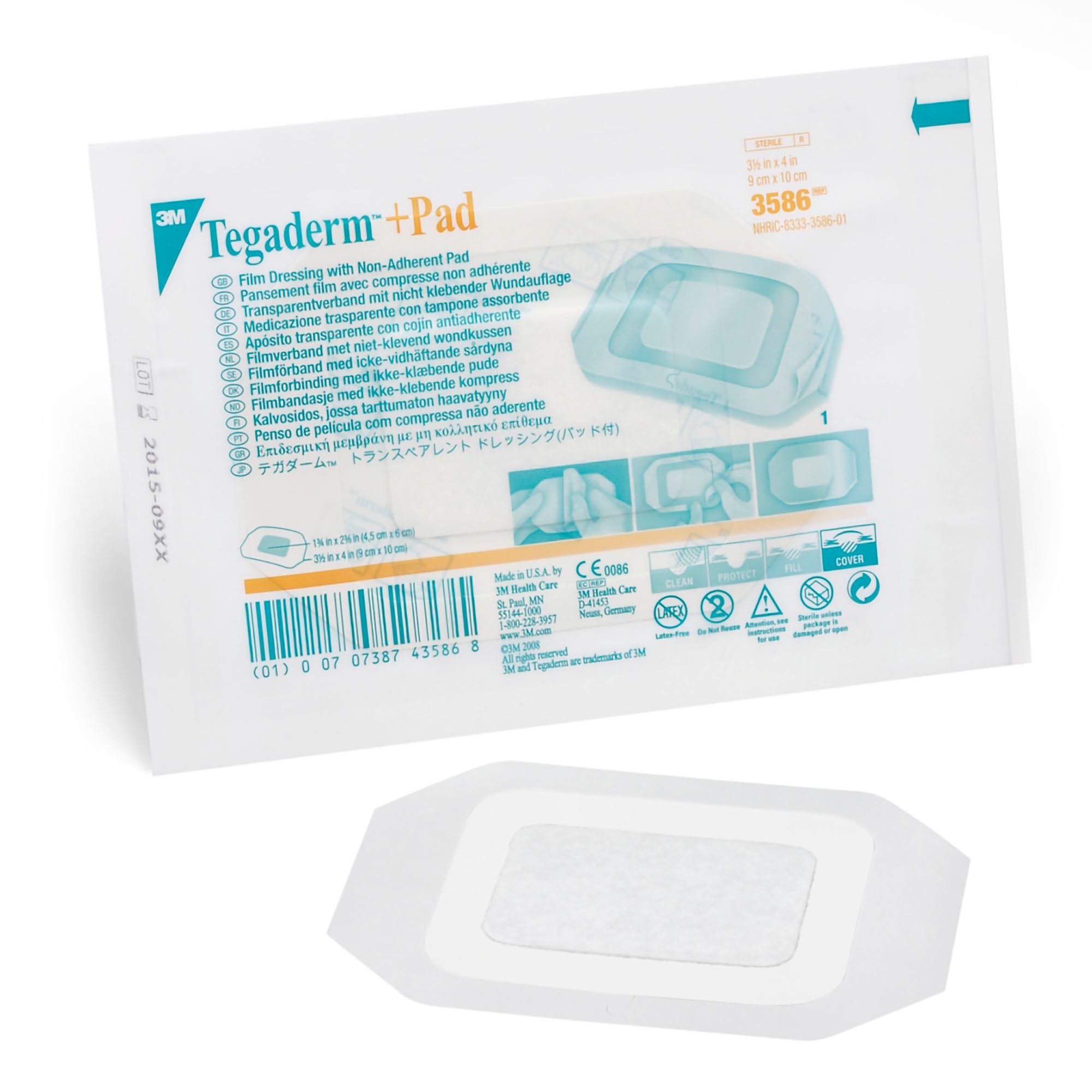 3M Tegaderm Transparent Film Dressing with Pad, 3.5 x 4 Inch MK 318721