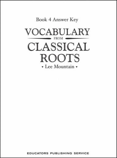 Vocabulary From Classical Roots 4 Answer Key