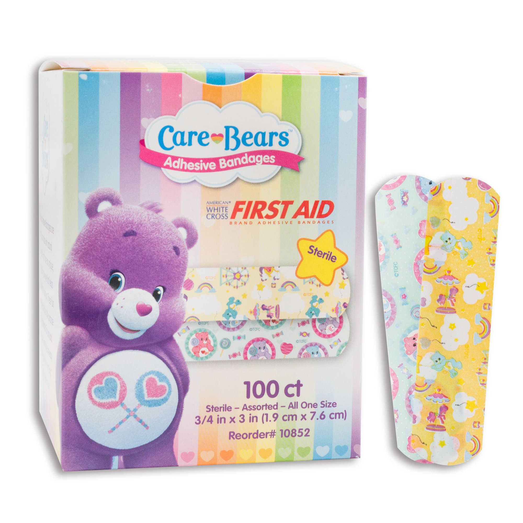 American White Cross Stat Strip Kid Design Care Bears Adhesive Strips MK 980579