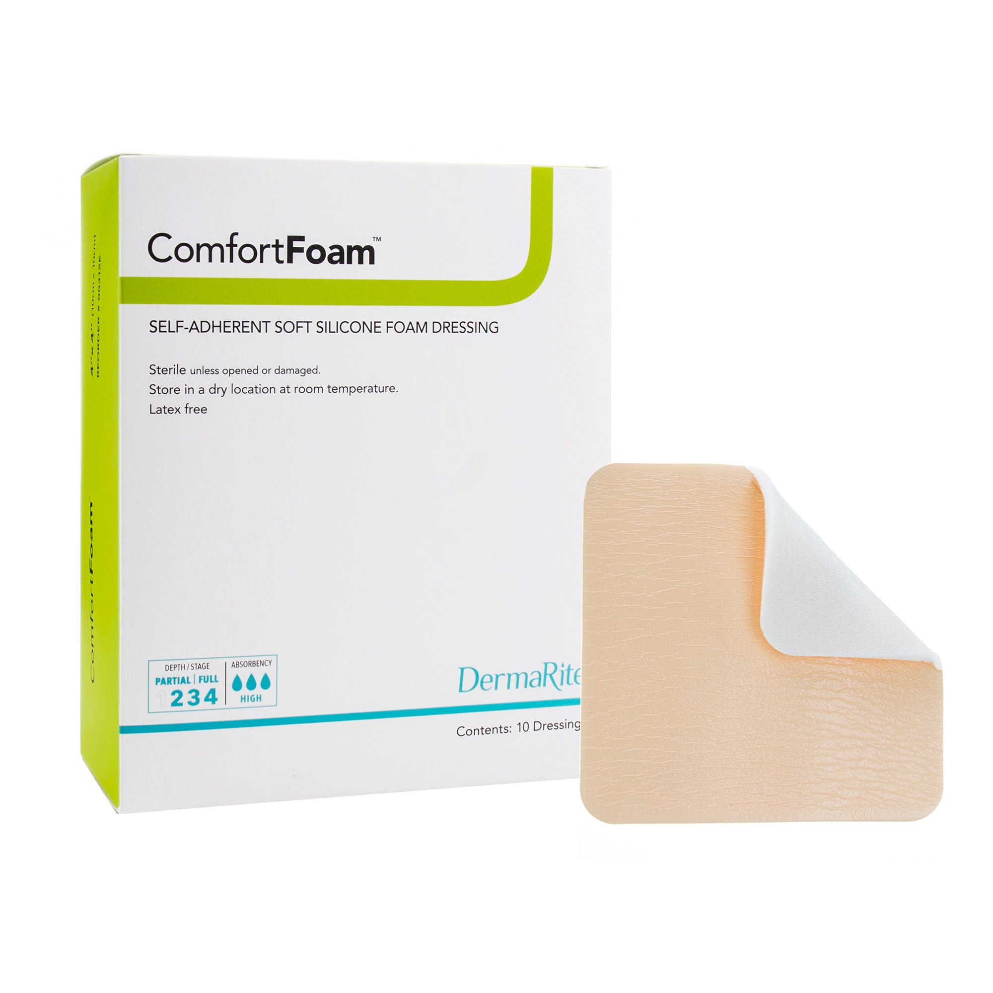ComfortFoam Silicone Adhesive without Border Silicone Foam Dressing, 3 x 3 Inch MK 942997