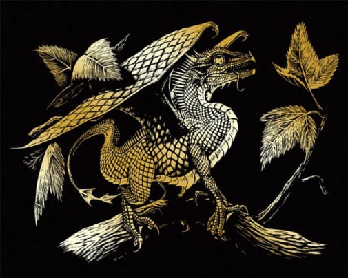 Engraving Art - Baby Dragon (Gold Foil)
