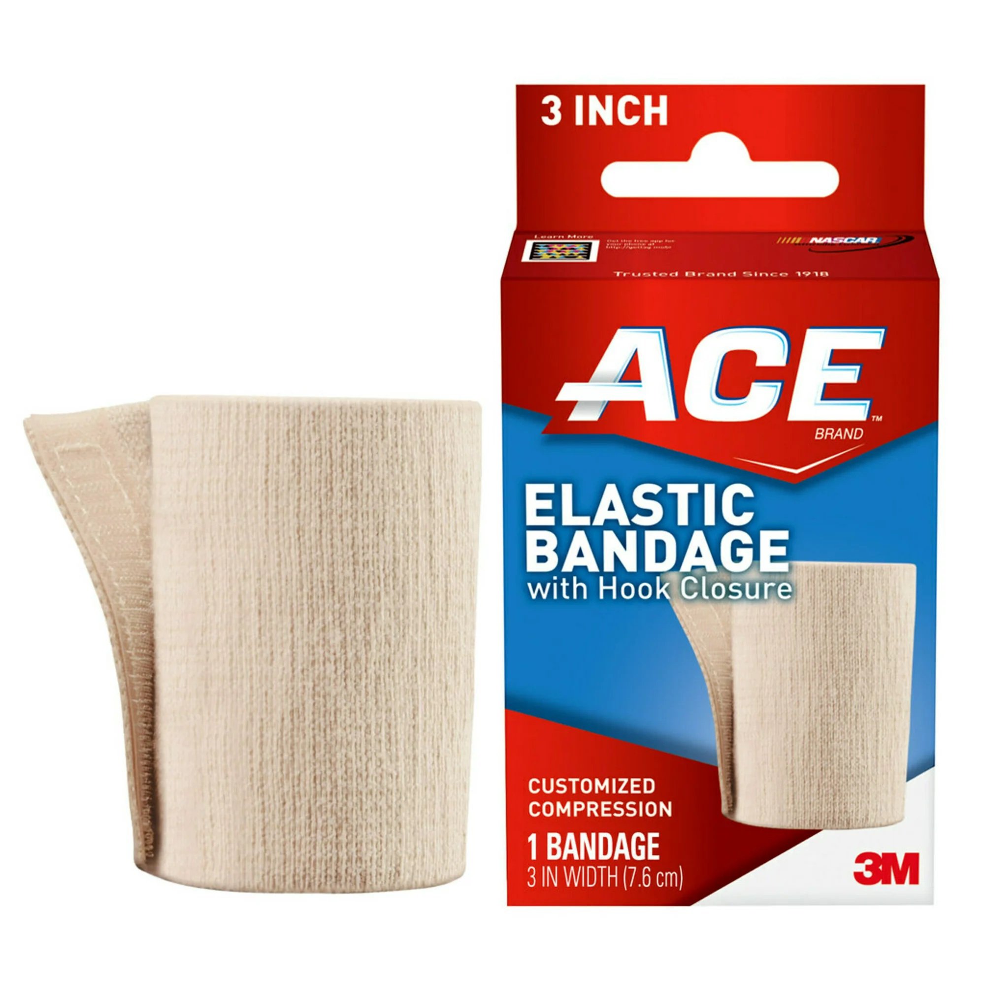 3M Ace Single Hook and Loop Closure Elastic Bandage, 3 Inch Width MK 500544