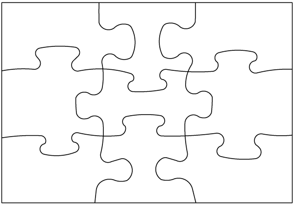 Two-Sided Blank Post Card Puzzle - 9 pieces (5 Pack)