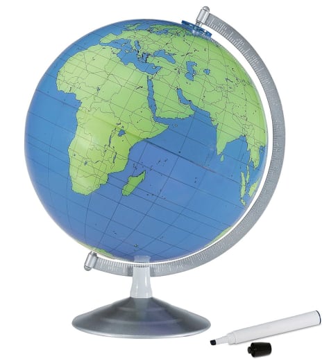 12" Geographer Write-On, Wipe-Off Globe