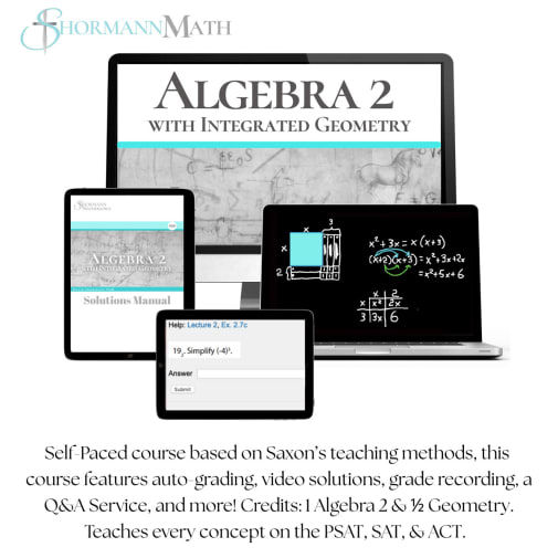 Shormann Algebra 2 Self-Paced e-Learning Course 24 month subscription