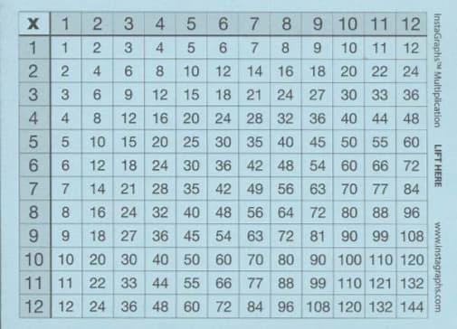 InstaGraphs Multiplication Table Grid (3" x 4" Pad)