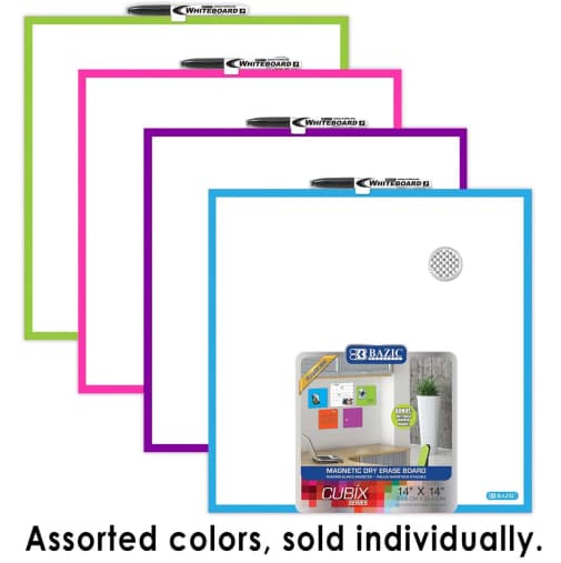 Cubix Magnetic Dry Erase Board 14" x 14" (assorted color)