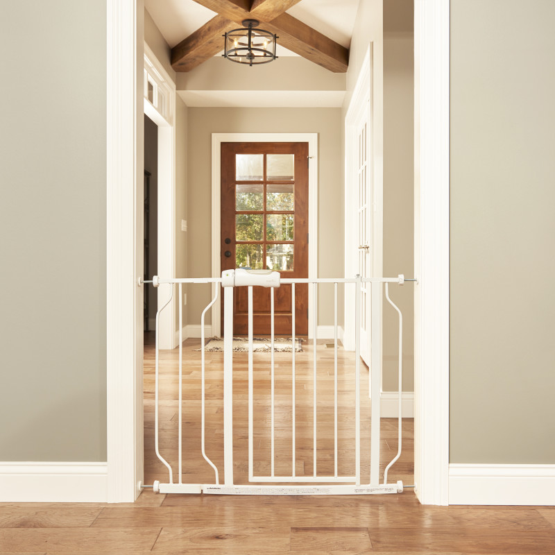 Easy Walk-Thru Pressure-Mounted Pass-Through Gate (White) Lifestyle Photo Easy Walk-Thru Pressure-Mounted Pass-Through Gate (White) Lifestyle Photo