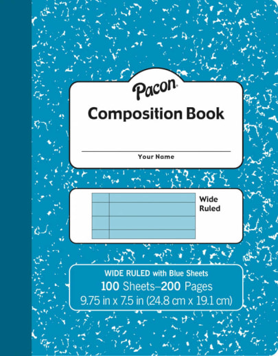 Pacon Pastel Composition Book (9 3/4" x 7 1/2") 100 sheets - Blue Cover