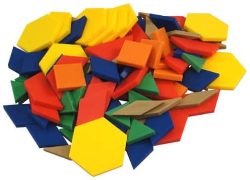 Learning Resources Set of 100 Plastic Pattern Blocks (.5 cm thick)