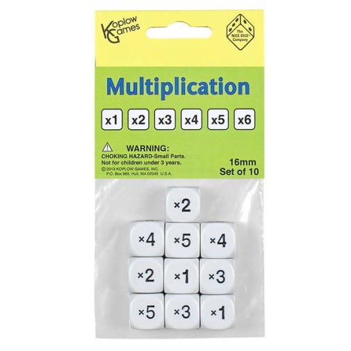 Math Numbers Multiplication - Round Cornered Dice (10 per bag - 16mm)