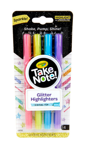 Crayola Take Note Glitter Highlighters, 4 Count