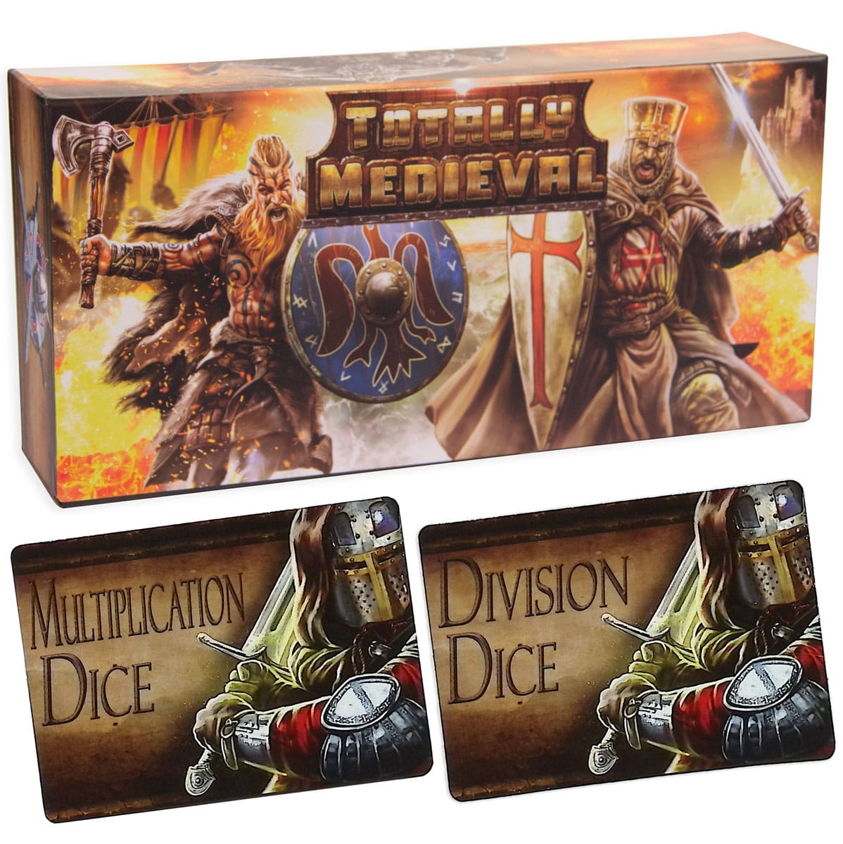 Totally Medieval: Enhanced Math Adventure Game with Figurines (plus Multiplication/Division Math Dice Cards)