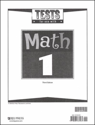 BJU Press Math 1 Test Pack 3rd Edition