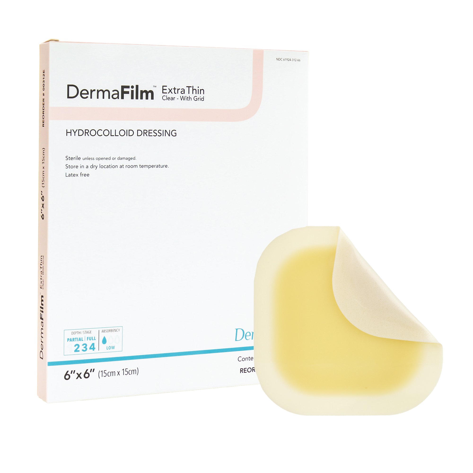 DermaFilm Thin with Border Hydrocolloid Dressing, 6 x 6 Inch MK 861134