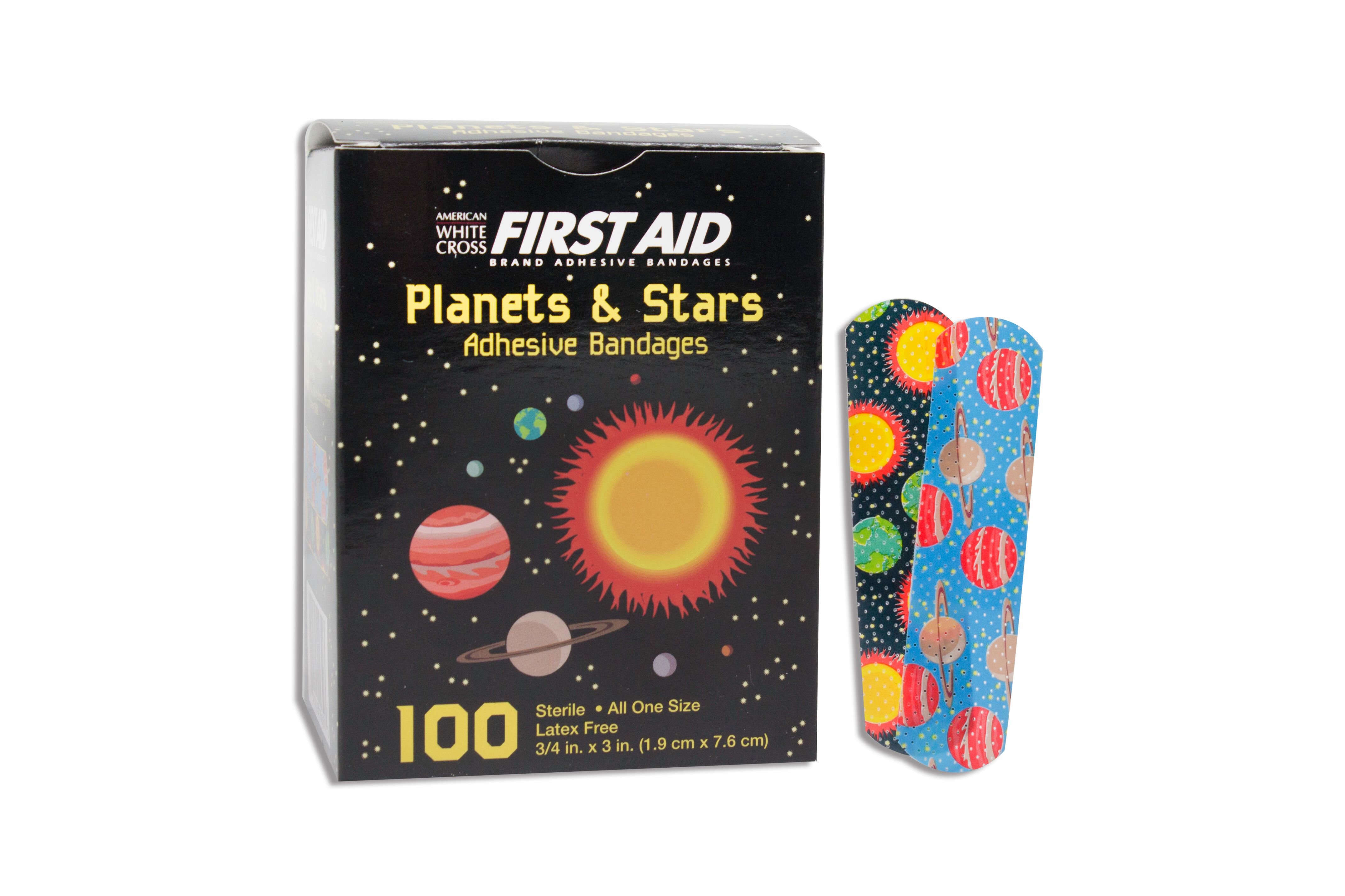 American White Cross First Aid Kid Design, Planets and Stars, Adhesive Strips MK 865427