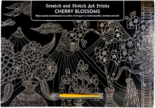 Scratch and Sketch Art Prints - Cherry Blossoms