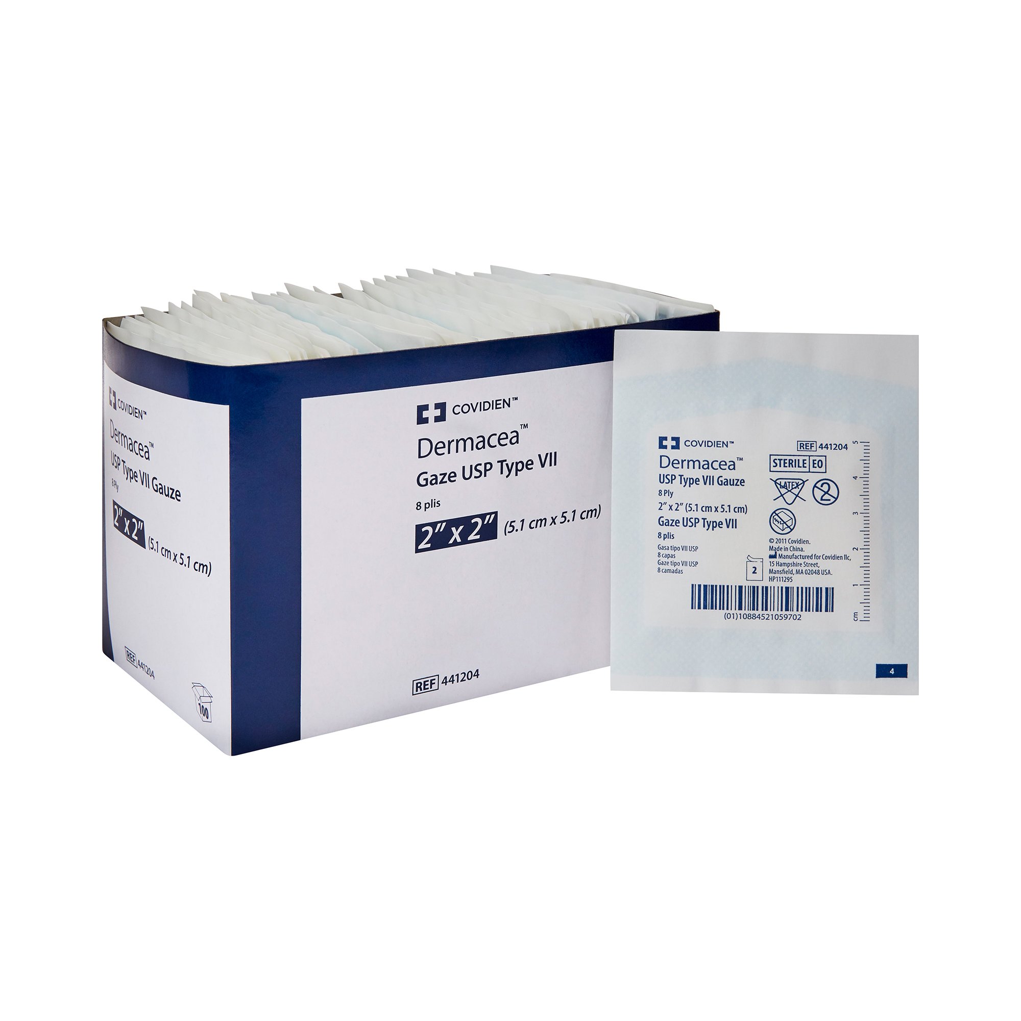 Dermacea Sterile USP Type VII Gauze Sponge, 2 x 2 Inch, 8-Ply MK 531576