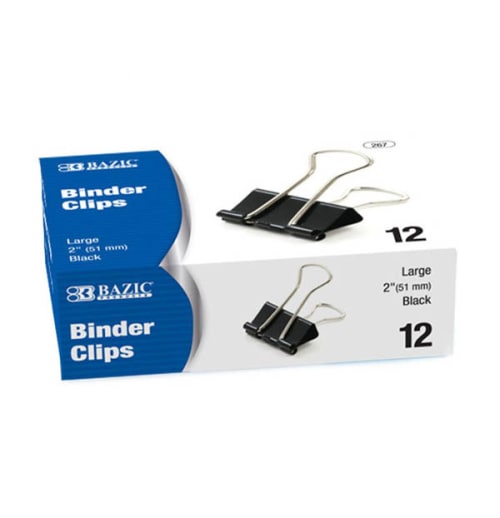 Binder Clips (2") Box of 12 Large, Black