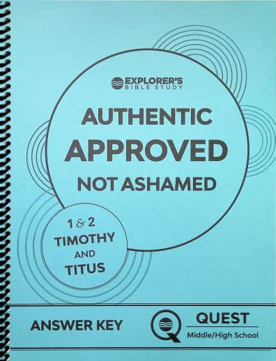 Quest: Authentic, Approved, Not Ashamed Answer Key