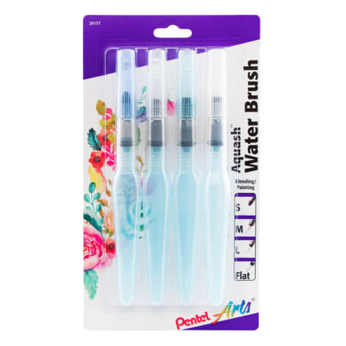 Pentel Aquash Water Brush (4 pack S,M,L,Flat)