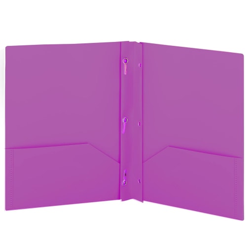 2-Pocket Poly Portfolio (Plastic) with 3 prongs - Purple