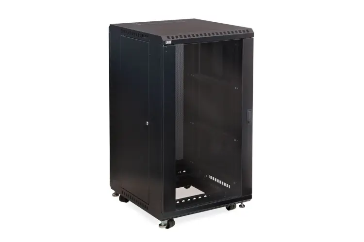 22U LINIER Server Cabinet - Glass/Glass Doors - 24in Depth