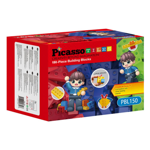Picasso Tiles Large Colorful Brick Building Block Kit (150 piece)