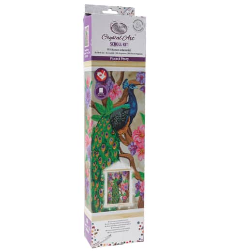 Crystal Art Scroll Kit: Peacock Peony