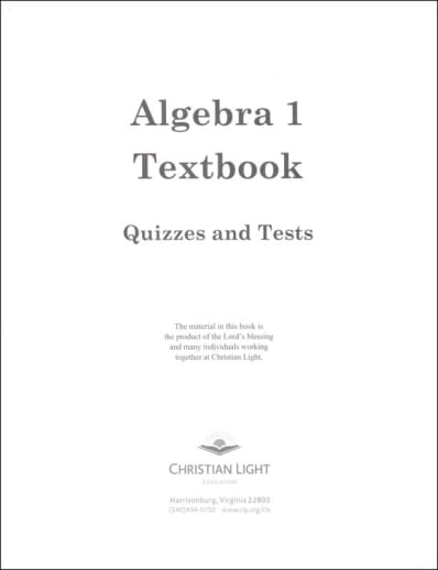 Algebra 1 Tests & Quizzes Sunrise Edition