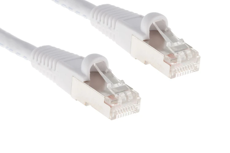 Cat6 Shielded Ethernet Patch Cable, Half-moon Boot, 0.5 ft, White