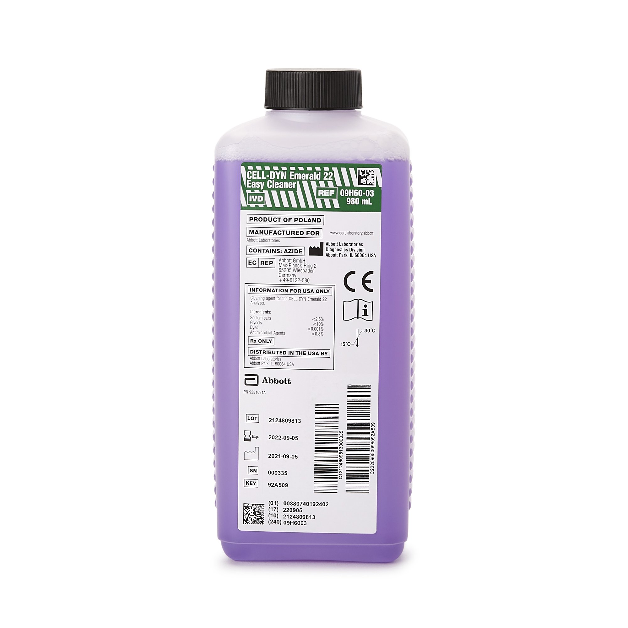 Cell-Dyn Hematology System Reagent, Cleaner MK 1185175