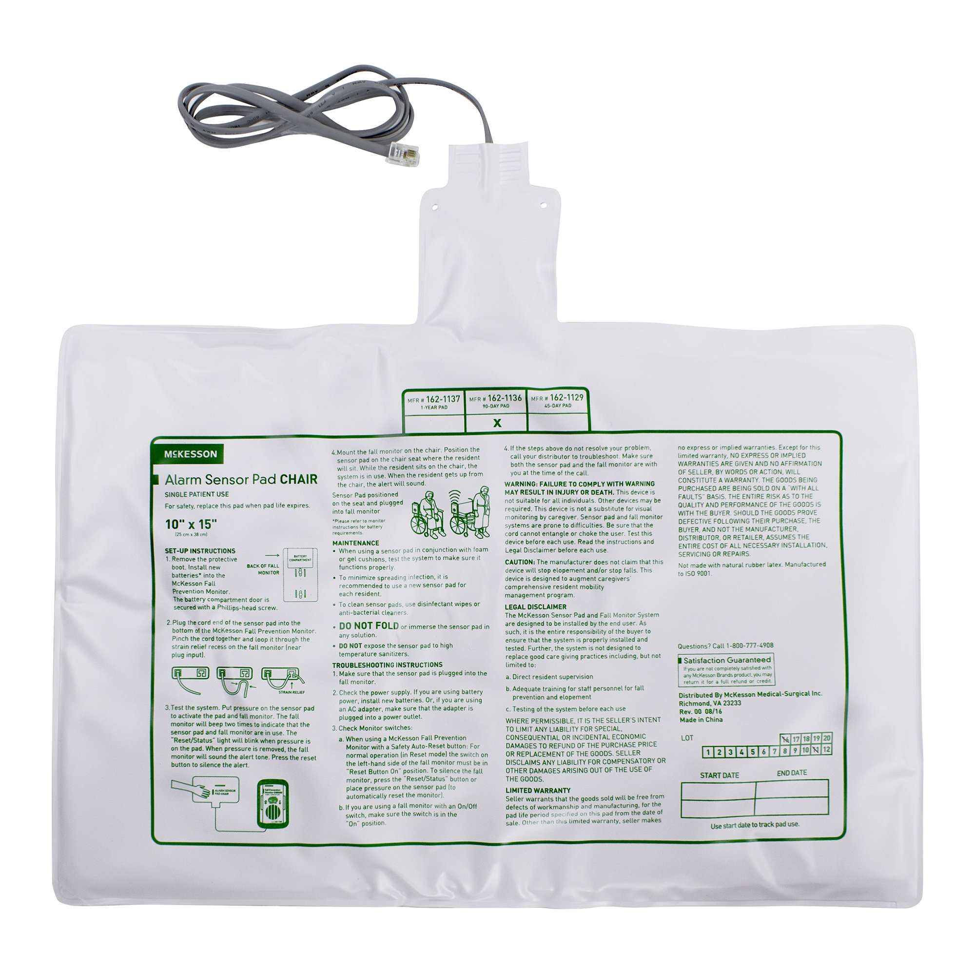 McKesson Chair Alarm Sensor Pad, 10 x 15 Inch MK 1020963