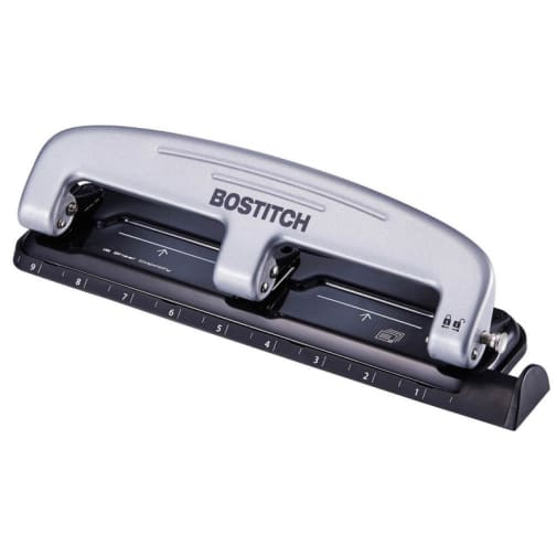 Bostitch-PaperPro 12 Sheet Compact 3-Hole Punch - Silver/Black